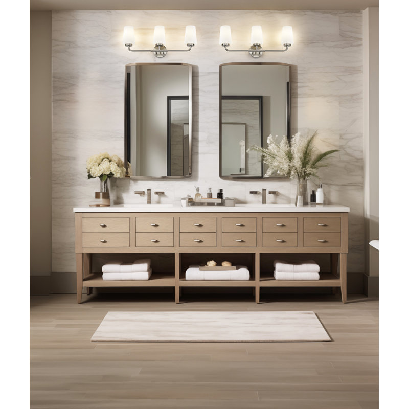 Mathieson Vanity, Brushed Nickel, 3 Lights, 9.5" H x 24" W x 6.5" D