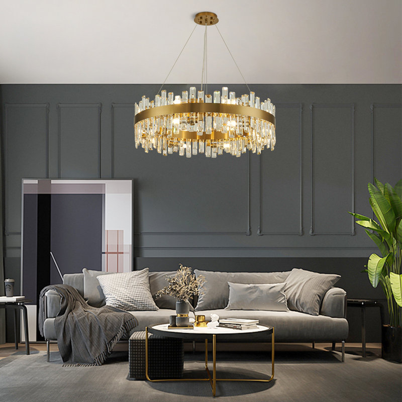 Lustre en cristal Marais, H 9,8 po x l 31,5 po x P 31,5 po, Doré