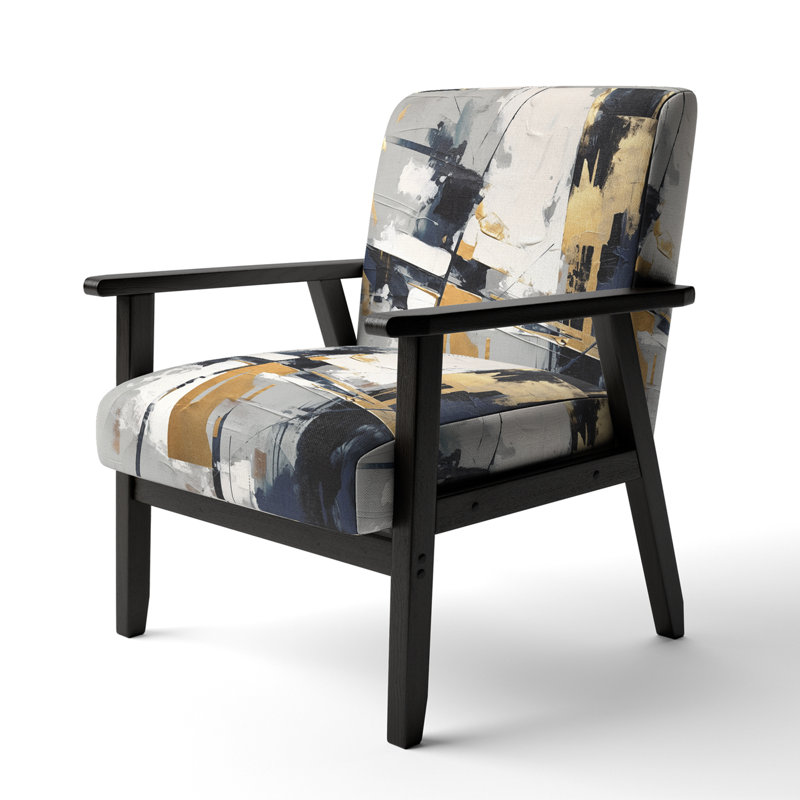 Grey and Gold Impressions Transcendent II - Upholstered Modern Arm Chair, Gray Accent Chair