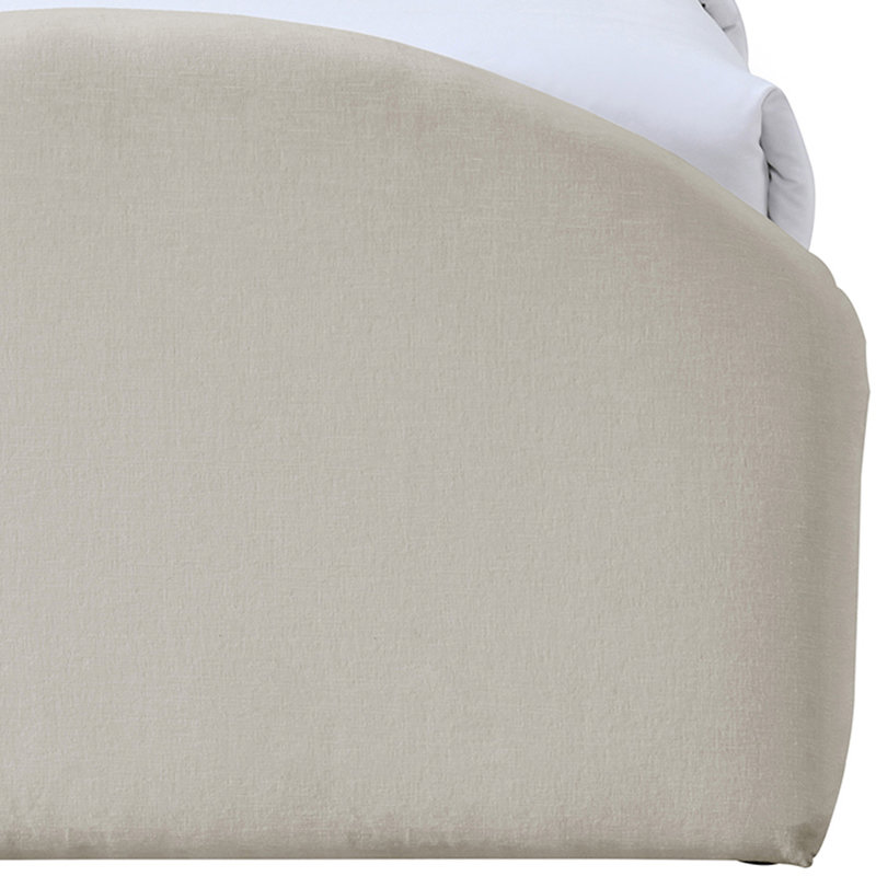 Andaz Chenille Fabric Upholstered Trundle Bed, Beige Chenille Fabric