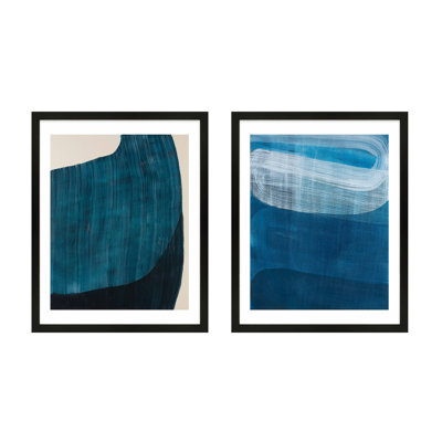 Blues de marée. Ensemble de 2 pièces encadrées sur papier par Stephanie Dennis