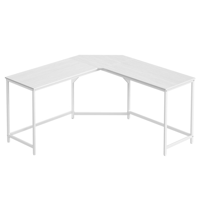 Hiller L-Shaped Metal Base Writing Desk, White