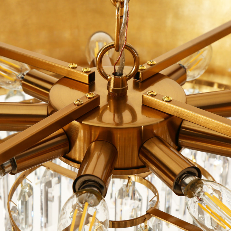 Jocsan 9 - Light Dimmable Drum Chandelier with Crystal Accents