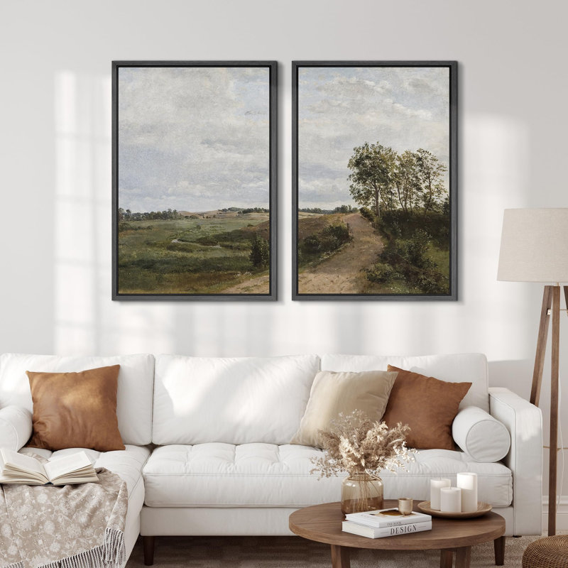 «Duo de paysage champêtre assorti» - 2 pièces sur toile, Noir, H 24 po x l 32 po
