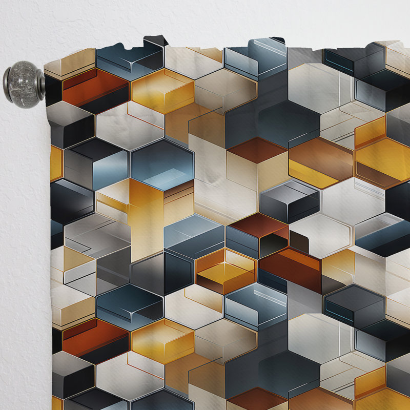 Gray Hexagons Dreams I - Rideau abstrait - Rideau obscurcissant à formes géométriques - 1 panneau, L 52 po x L 108 po
