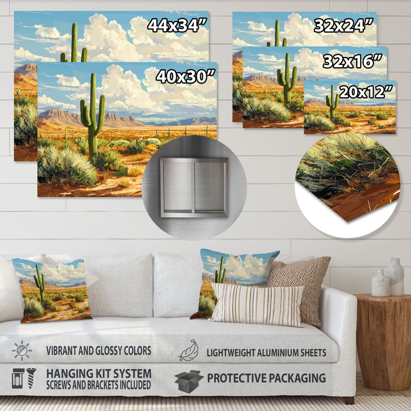 Cactus et sables du désert en Arizona I - Cactus, H 12 po x l 20 po