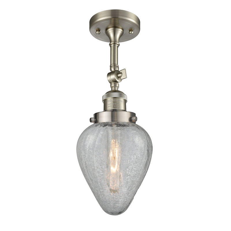 Shauna Glass Semi Flush Mount, Brushed Satin Nickel