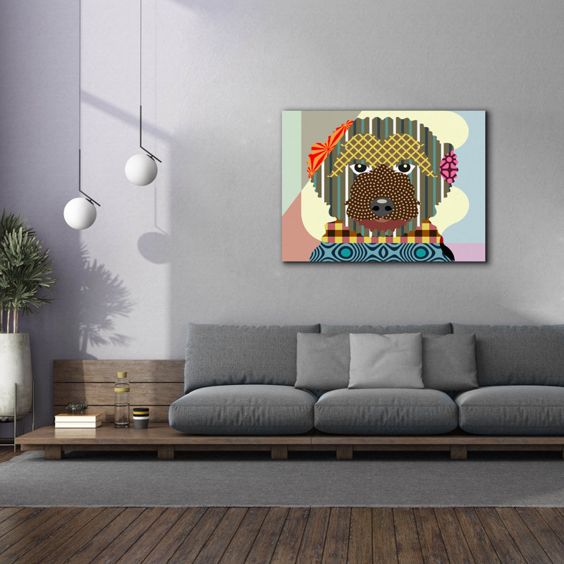 "Goldendoodle" par Lanre Adefioyue, H 40 po x l 54 po x P 1,5 po