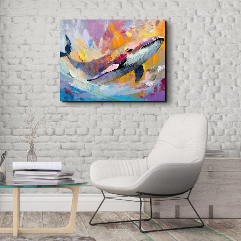 Baleine sur toile par Stephen Chambers, H 26 po x l 32 po x P 1,5 po
