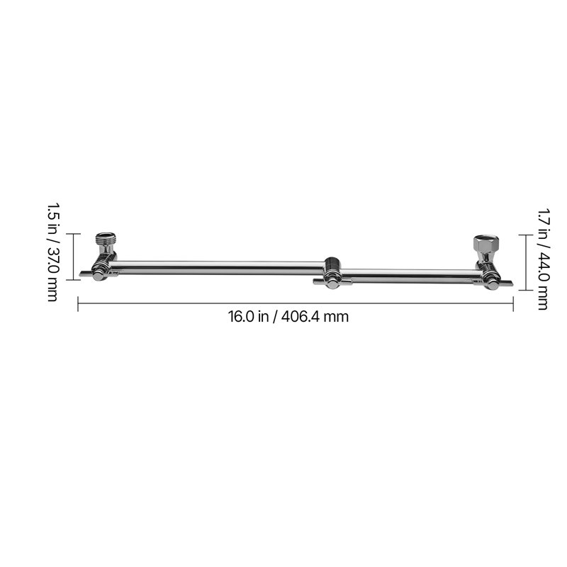 Shower Head Extension Arm Extender 16 in Adjustable Angle Height G1/2 Universal
