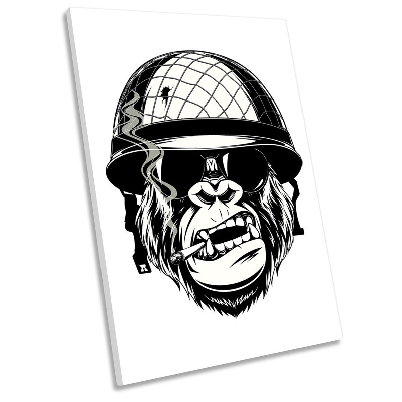 Military Monkey Cigar - Wrapped Canvas Print, 121.9cm H x 81.3cm W x 4cm D