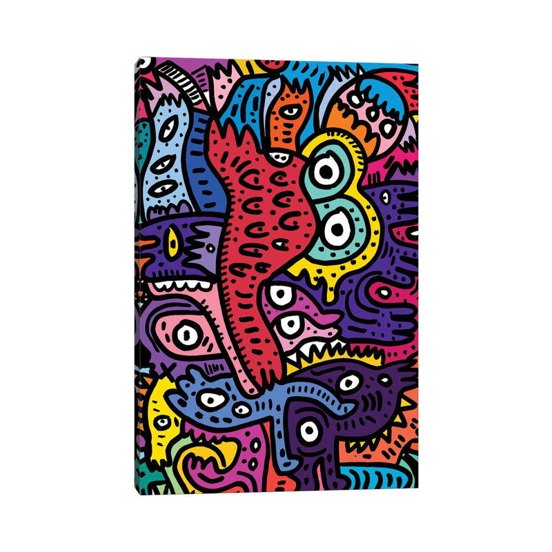 Graffiti Summer Monsters d'Emmanuel Signorino - Toile tendue, H 18 po x l 12 po x P 1,5 po