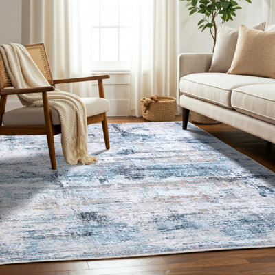Tapis Bungalow Rose lavable à la machine, doux et durable, envers antidérapant, tapis résistant aux taches pour la chambre à coucher, le salon, la salle à manger, les endroits très passants, certifié GRS écologique.