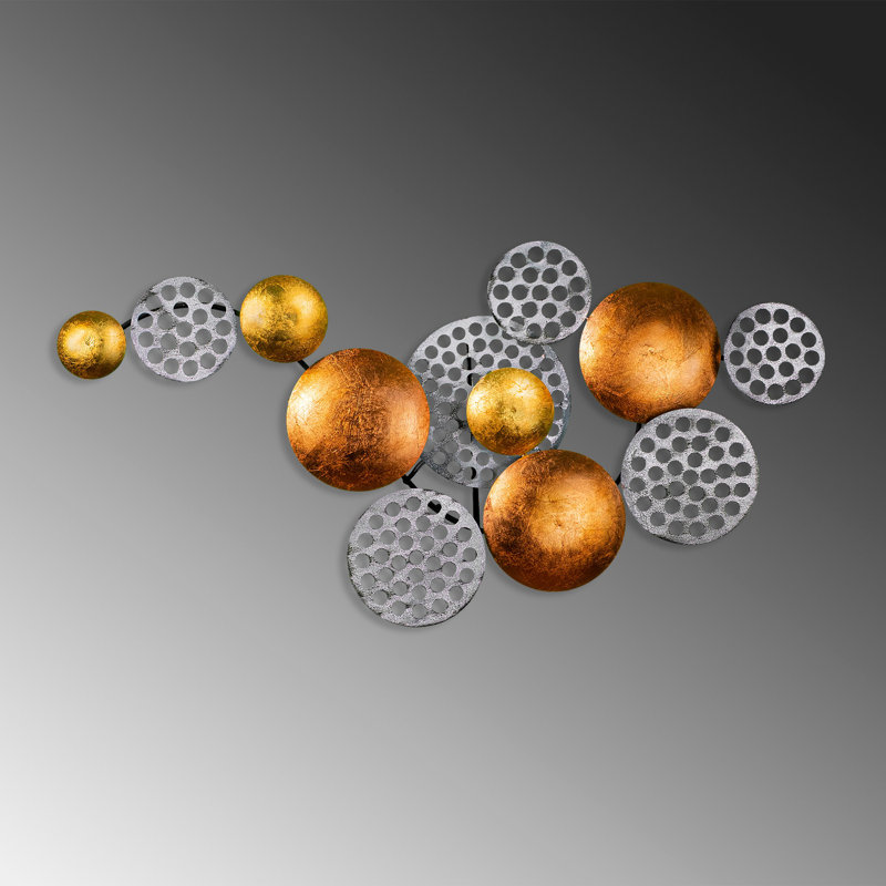 Handmade Decorative Metal Wall Accessory, Silver & Copper Finish, 17.7 x 32.3 inches | 100% Metal Construction, Thickness: 0.06 inches | Unique Hand-Painted Design, Perfect for Home Decor & Modern Interiors, Easy Wall Mounting Included