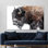 Impression sur toile en verre de bison imprimée: élégante toile d'un animal américain, toile blanche encadrée 1P