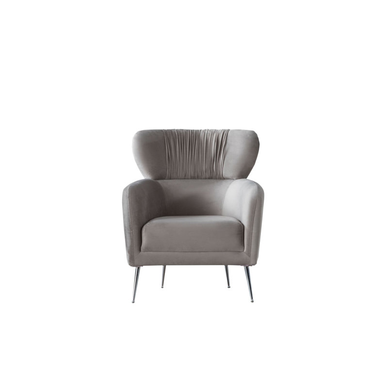 Fauteuil en velours capitonné l 31,1 po, Velours blanc