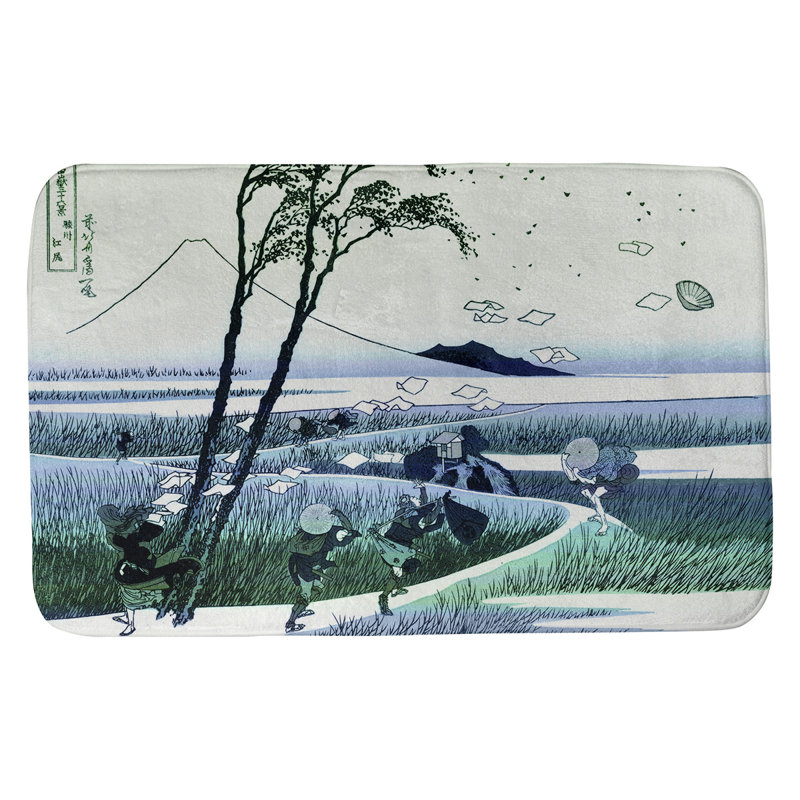 Clair Memory Foam Non-Slip Bath Rug, 17" W x 24" L, Blue/Green