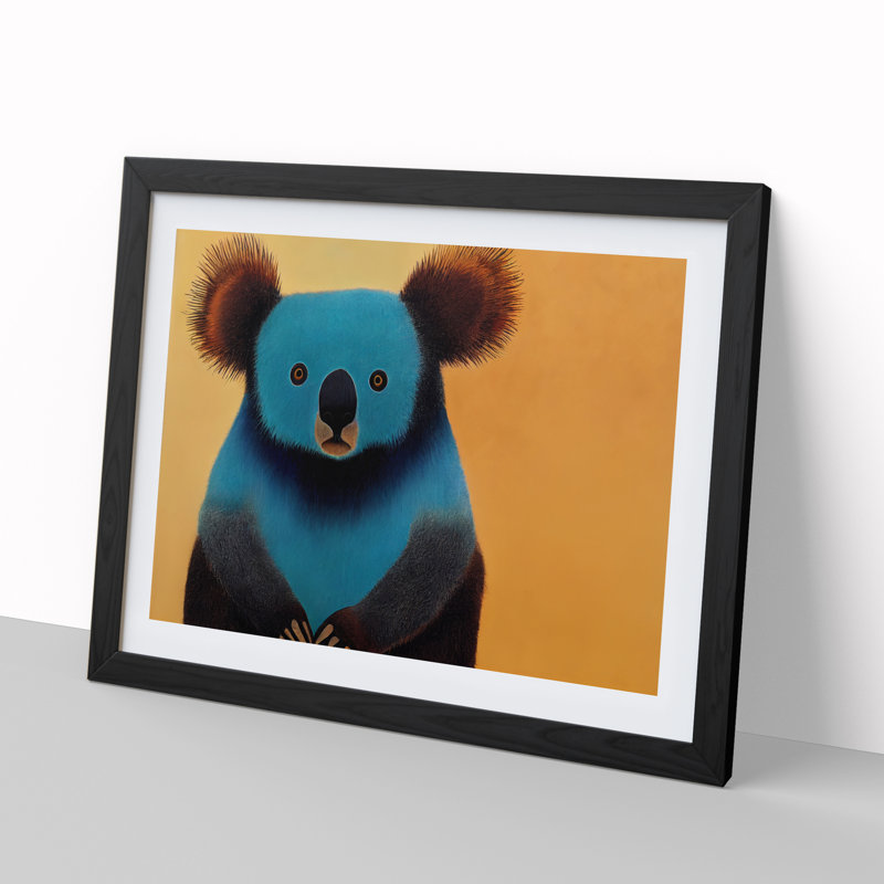 Adorable Koala Bear - Single Picture Frame Painting, Black Framed, 34cm H x 46cm W x 2cm D