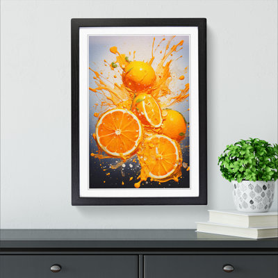Orange Fruit Action 1 Piece Single Picture Frame Wall Art