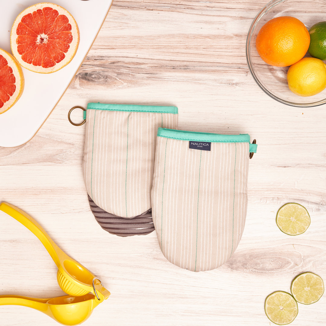 Nautica Home Striped 100% Cotton Mini Oven Mitt With Silicone Palm (Set of 2) Nautica 