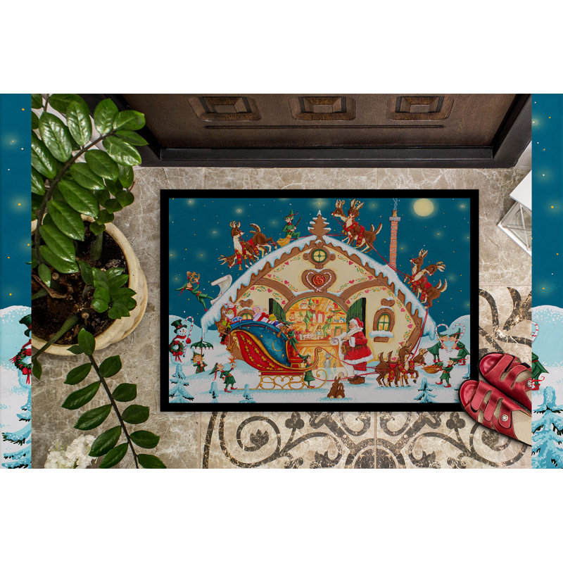 Tapis d'extérieur antidérapant Instinct 27 po x 18 po, Père Noël chargeant le traîneau