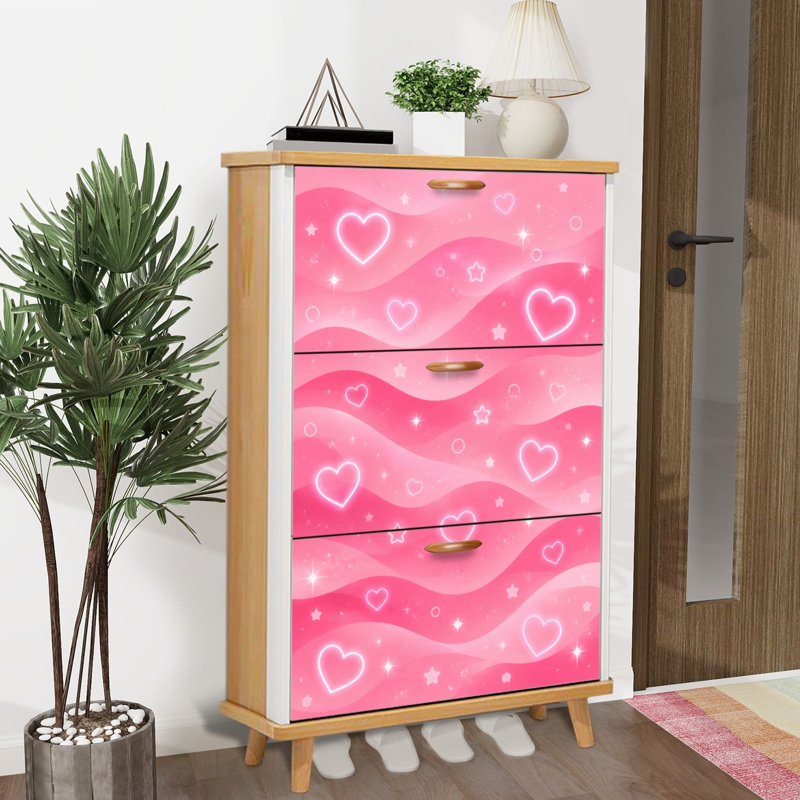 Rangement à chaussures avec 3 tiroirs rabattables pour étagère à chaussures rose
