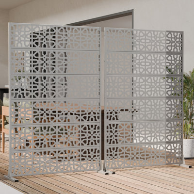 72" H x 47" W x 16" D Freestanding Outdoor Metal Privacy Screen Decorative Screen Room Divider Lattice Panel Fence Panel for Patio Set of 2