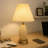 Cream White  Table Lamp With Touch Dimmable, 3-Speed Brightness & Dual Bulb (Base Night Light + Usb Charging Port)