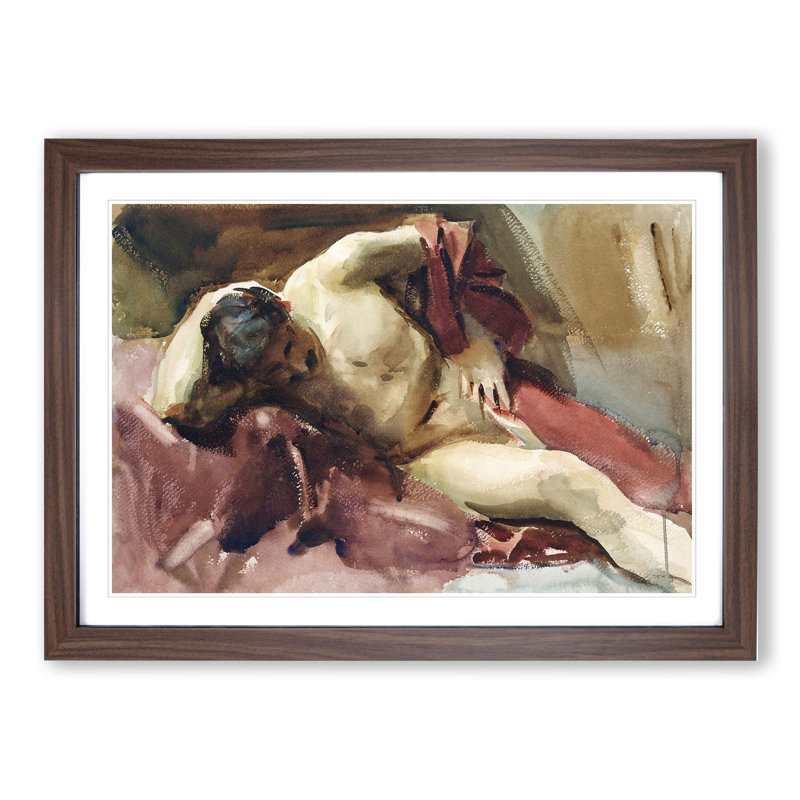 Italian Model by John Singer Sargent - Picture Frame Painting, Walnut, 36cm H x 48cm W x 2cm D
