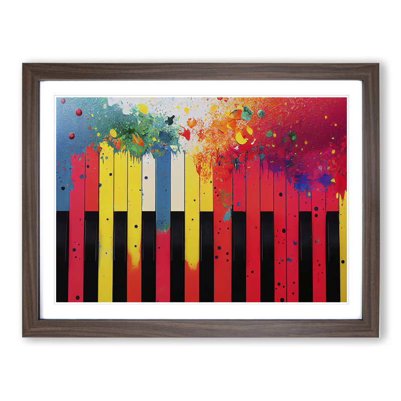 Piano Key Splash Vol.2 - Single Picture Frame Print, 46cm H x 64cm W x 2cm D, Walnut Framed