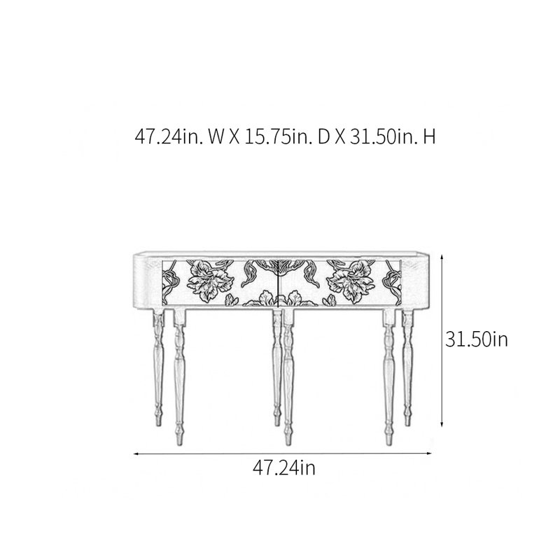 Console rétro avec 2 tiroirs, H 31,5 po x l 47,24 po x P 15,75 po