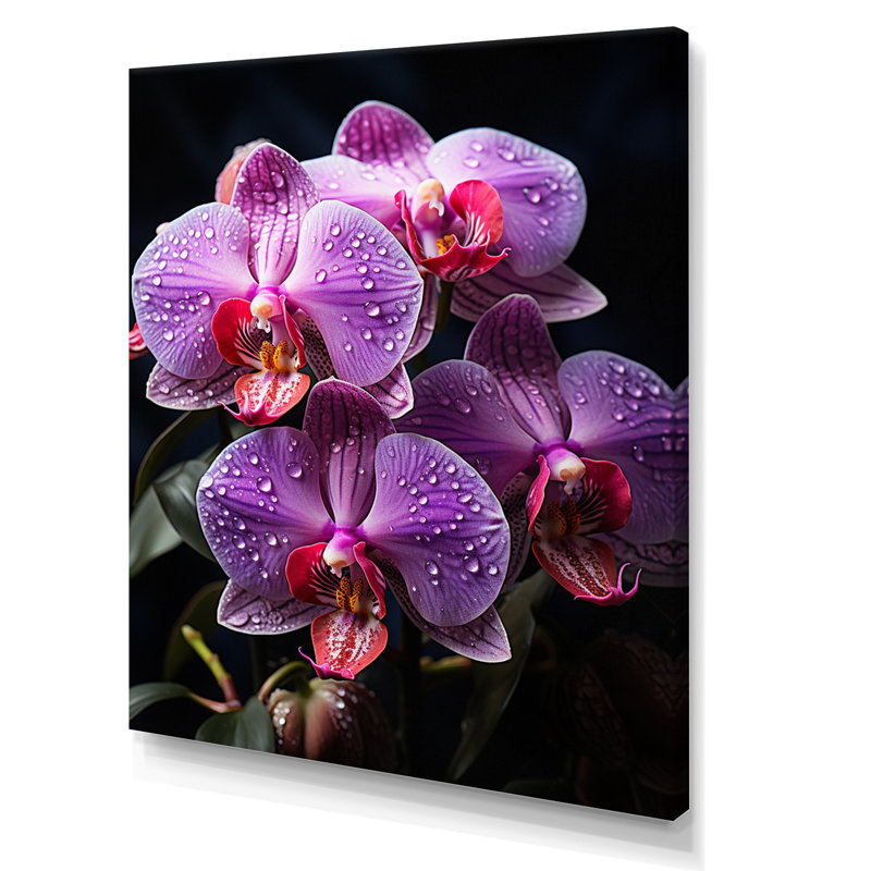Fleurs mauves, orchidées mystiques - impression sur toile florale, Toile tendue, H 40 po x l 30 po x P 1,5 po