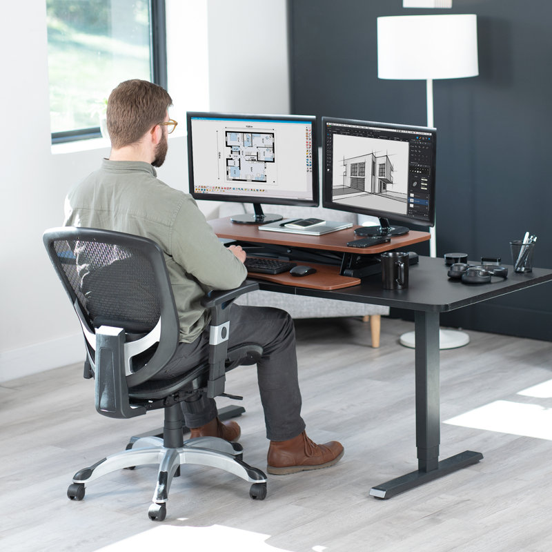 VIVO Height Adjustable Standing Desk Converter (DESK-V000K Series), 36", Dark Walnut/Black