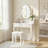 Princess Vanity Desk Set with Mirror & Cushioned Stool,Light Modes-275264565