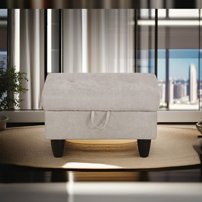 Verona Off-White Flannel Storage Ottoman