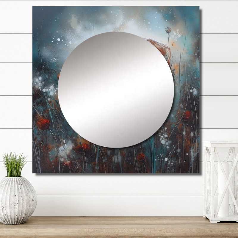 Art mural en miroir de salon sahwn - coquelicot floral, 29 po x 29 po