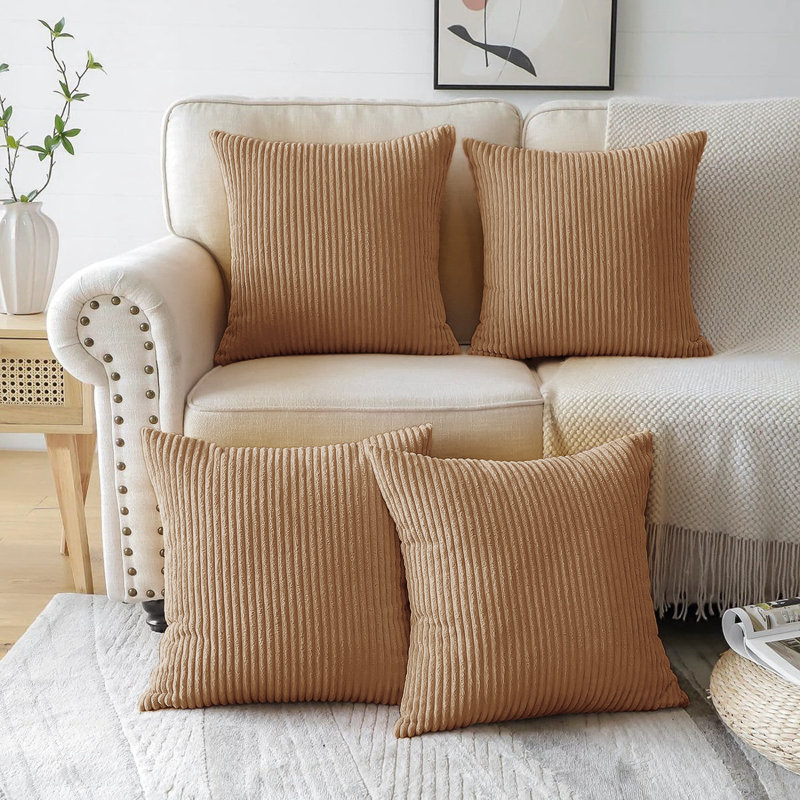 Corduroy Throw Pillow, Camel
