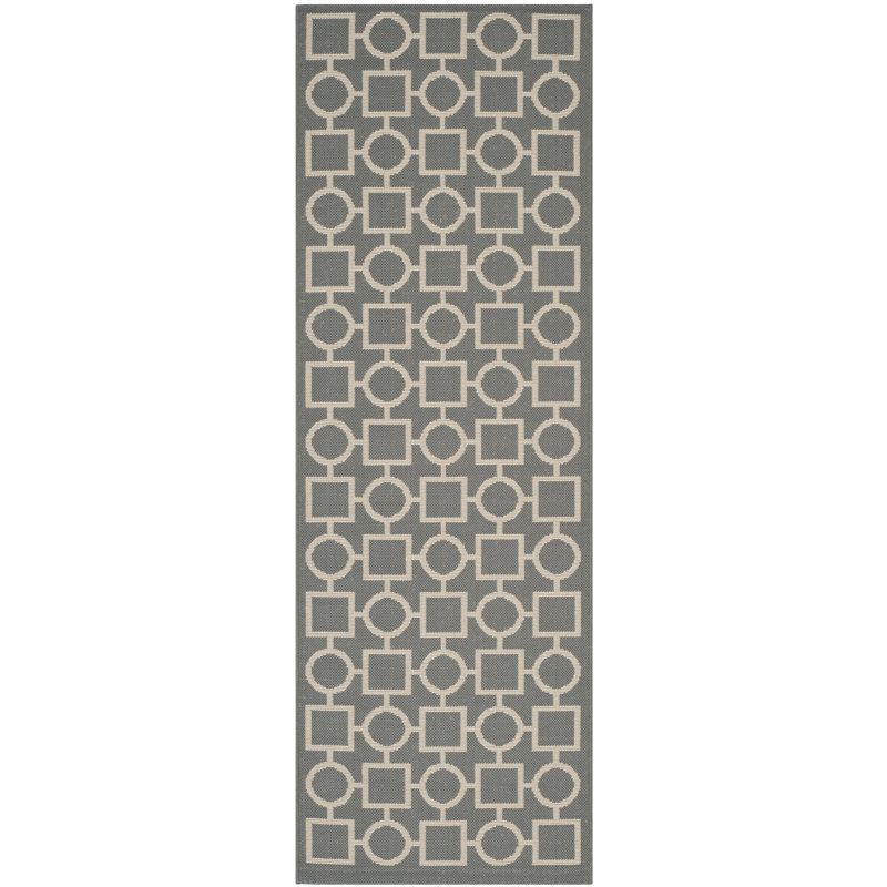 Arneshia Geometric Gray/Beige Area Rug, Runner 2'3" x 6'7"