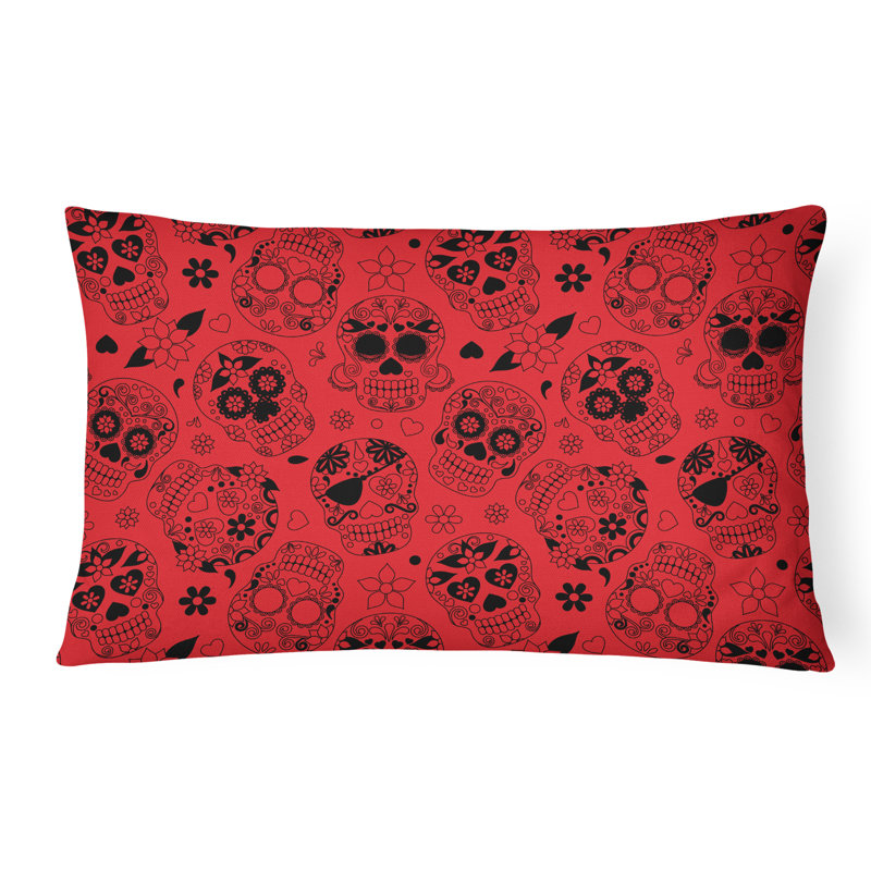 Day of the Dead Lumbar Pillow, Red
