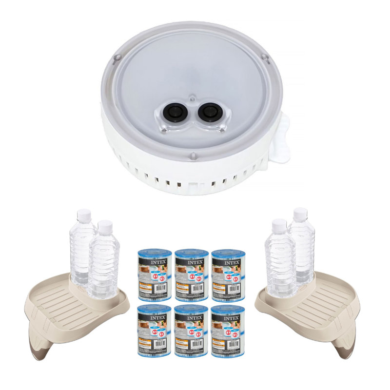 Ensemble de 2 lampes de spa et porte-gobelets multicolores Intex