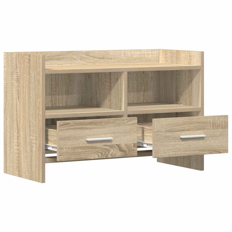 Unfinished TV Stand for TVs up to 32" with Fireplace Included, Sonoma Oak