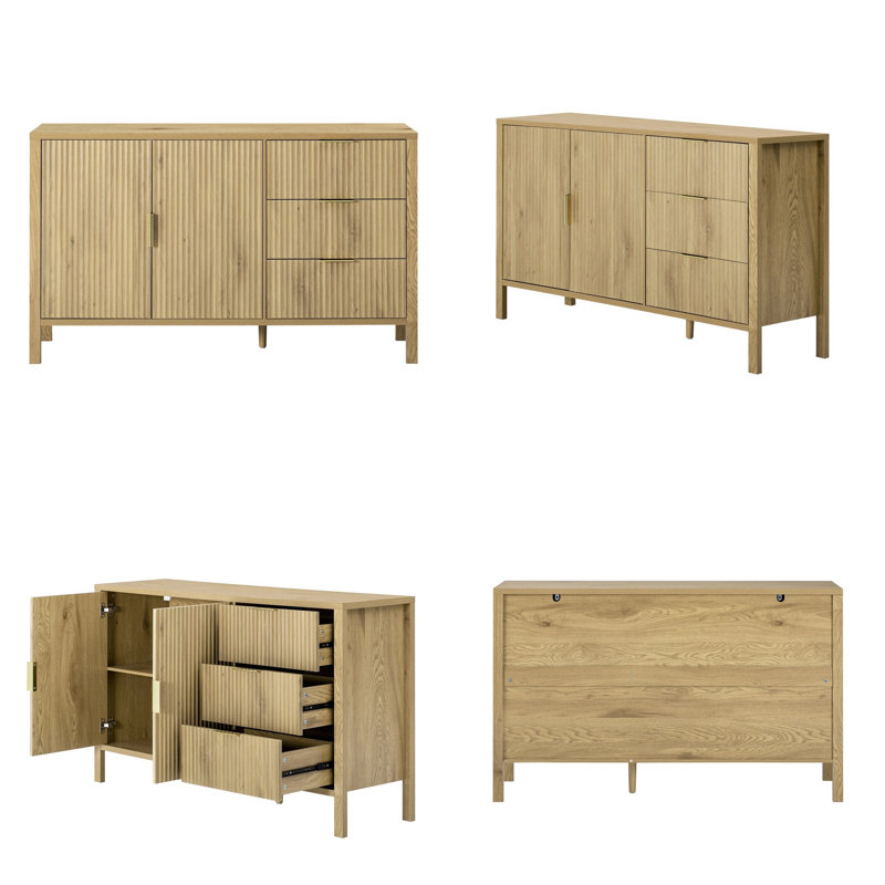 Buffet avec 3 tiroirs Amarilys, Naturel