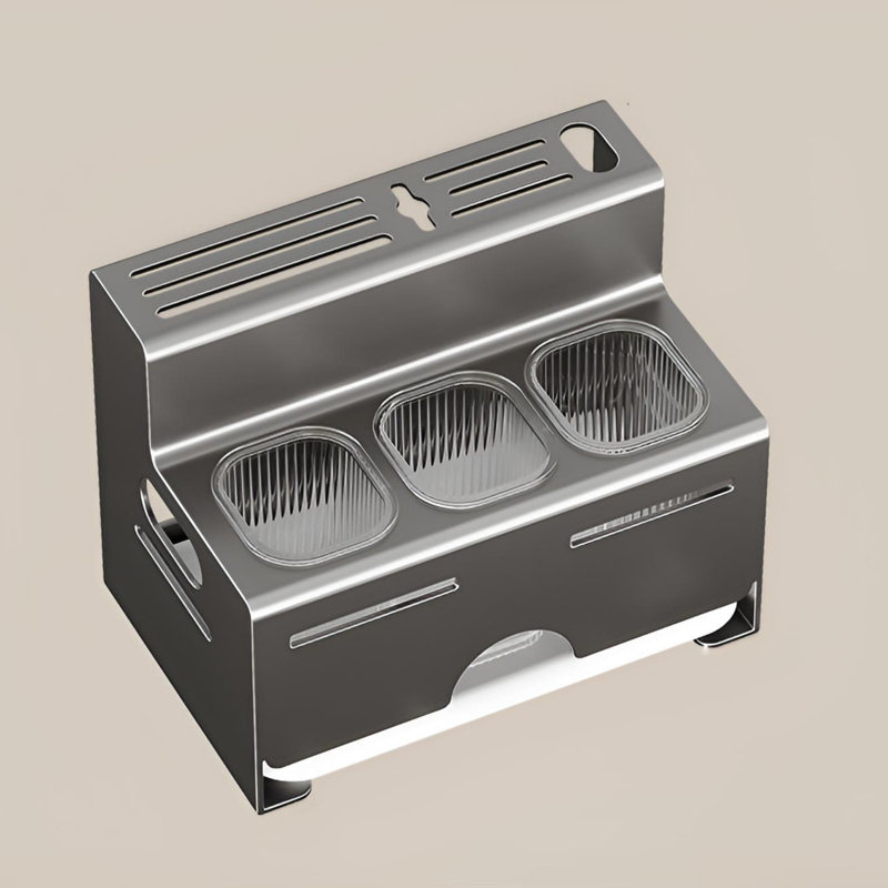 Simple And Stylish, Dual Use Design - Gun Gray Stainless Steel Knife Holder Set