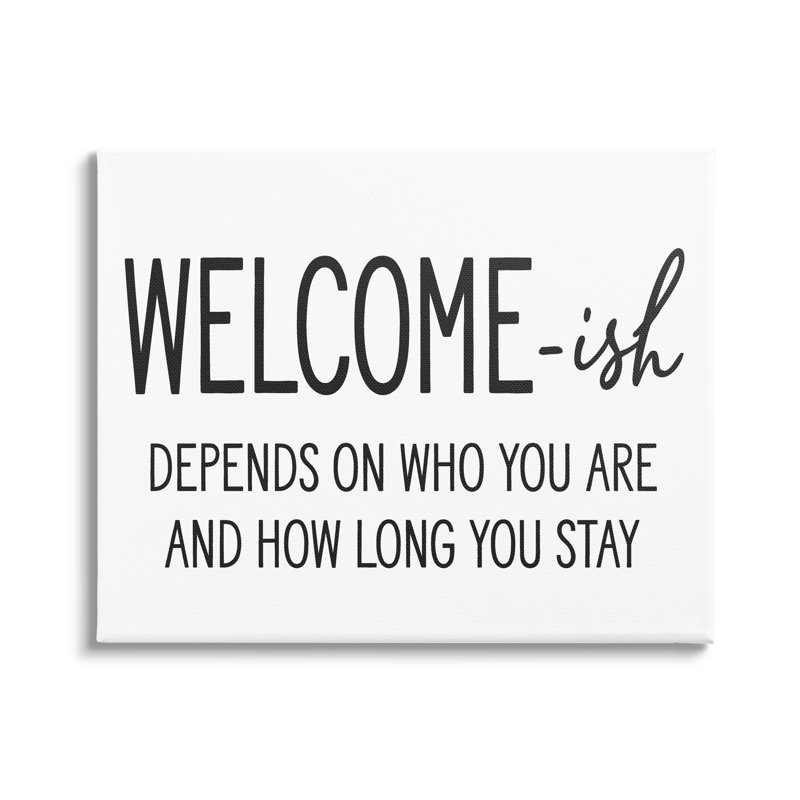 Art textuel «Welcome-Ish», H 16 po x l 20 po x P 1,5 po