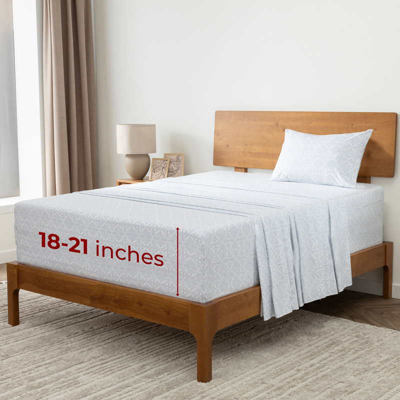Ensemble de draps Mellanni 1800, Ensemble de draps pour taille de lit simple TG ave, Dentelle bleu ciel