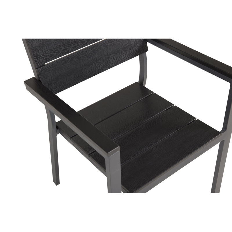 Faiyaz Patio Dining Armchair with Cushion, Black