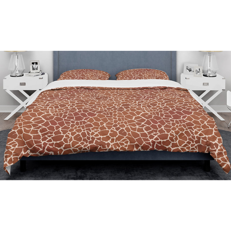 Ensemble de housse de couette mid-century en fourrure leopard, Housse de couette très grand + 2 taies décoratives