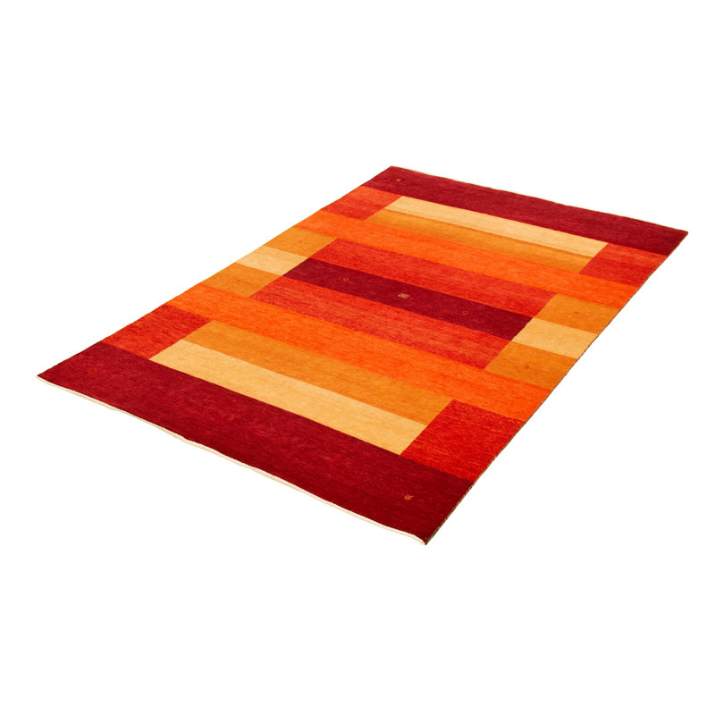 Tapis décoratif en laine de conception unique en cuivre foncé 6 pi 6 po x 9 pi 8 po noué à la main New Age