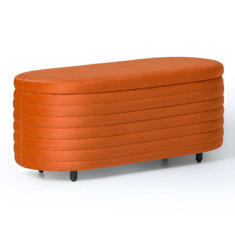 Banc de rangement rembourré en polyester Farrah, H 18,1 po x l 42,5 po x P 17 po, Orange