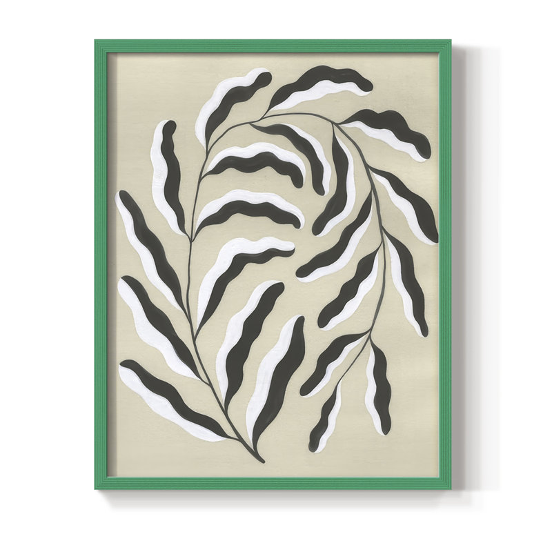 Émergence des mauvaises herbes I, reproduction encadrée - bois massif, Vert, H 15 po x l 12 po